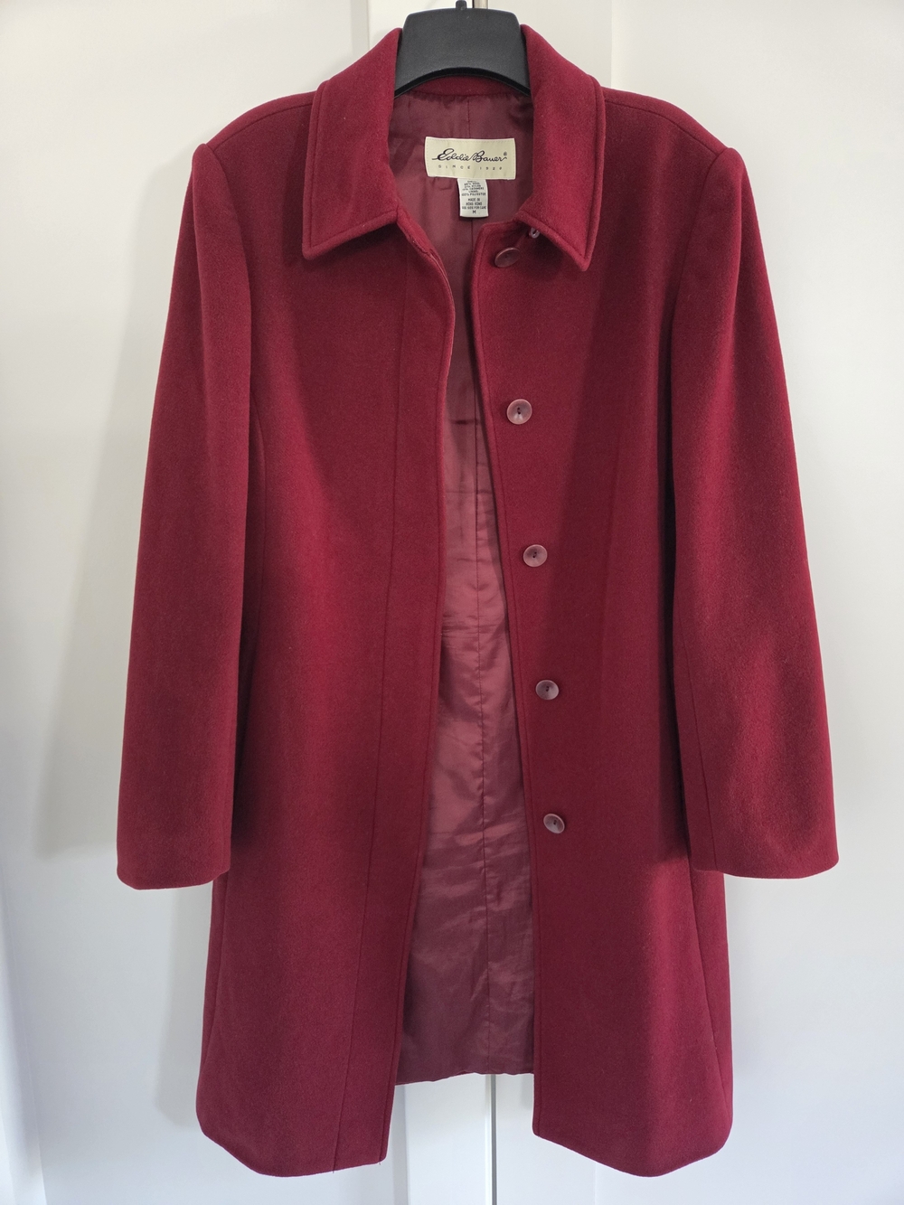 Eddie Bauer Women's Red Wool/Cashmere Blend Button-Front Coat